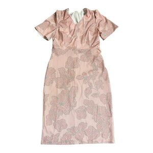 ❤️3/$15 Elegant Pink Midi Floral Dress Size M